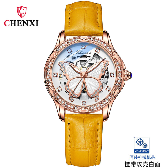 CHENXI new butterfly dial fashion diamond watch women's waterproof automatic mechanical watch CX-8834