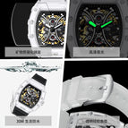 KIMSDUN fashion barrel-shaped silicone transparent hollow automatic mechanical watch men's K-2017A