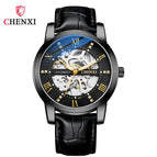 Chenxi Men's Skeleton Automatic Mechanical Watch leather Fashion Business Waterproof Watch CX-8802