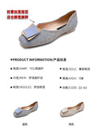 Soft leather  sole women's shoes 2022new spring and autumn flat-bottom shallow mouth pregnant women's outer square-toed single shoes 555-16