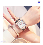 [Large Stock] GUOU 8190 Square Fashion Luxury Ladies Bracelet Waterproof Watch Leather Strap women's Watches