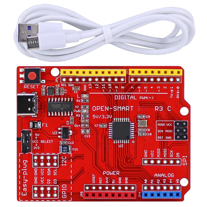 OPEN-SMART Type-C 5V / 3.3V ATMEGA328PB / ATMEGA328P Development DIY Board with Type C USB Cable Compatible for Arduino