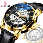 Chenxi Men's Skeleton Automatic Mechanical Watch leather Fashion Business Waterproof Watch CX-8802