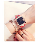 [Large Stock] GUOU 8190 Square Fashion Luxury Ladies Bracelet Waterproof Watch Leather Strap women's Watches