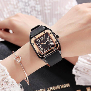 【Large stock】Guou original 8154 Small Dial Ladies Watch Square Clocks Roman Scale Waterproof Silicone Calendar Movement Women Wristwatch Luxury Brand