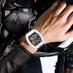 KIMSDUN fashion barrel-shaped silicone transparent hollow automatic mechanical watch men's K-2017A