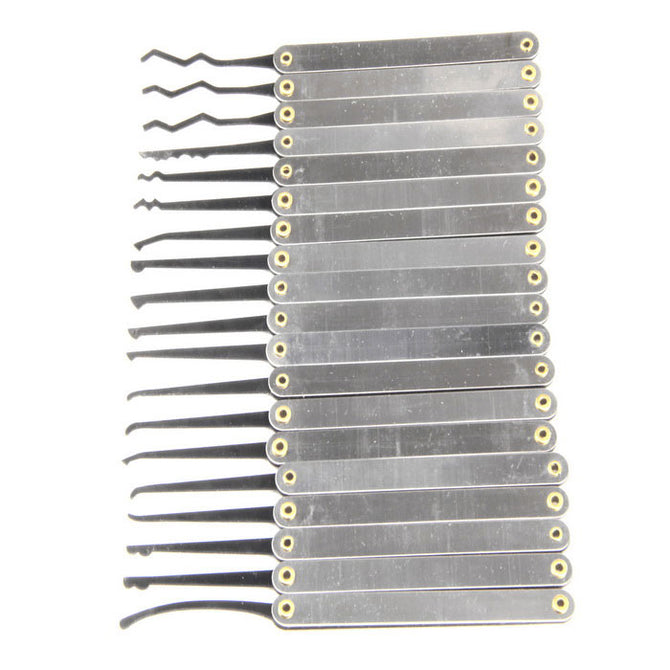 Stainless Steel Hook Lock Pick Set - Silver + Black (22PCS)