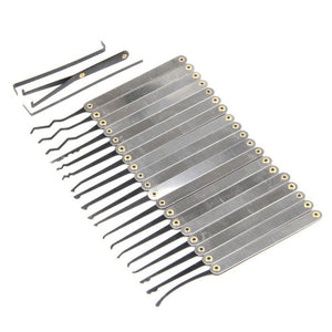 Stainless Steel Hook Lock Pick Set - Silver + Black (22PCS)