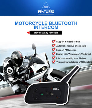 2PCS VNETPHONE V4 850Mah Bluetooth Motorcycle Intercom Helmet Headset Speaker Talking Wireless Communicator With FM