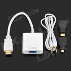 3-in-1 Micro HDMI/Mini HDMI/HDMI to VGA+3.5mm AV Adapter - White+Black wholesale bulk price