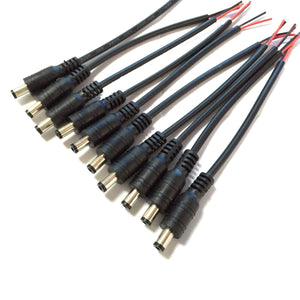 5.5 x 2.1mm DC Power Female Cable - Black + Silver (10 PCS)