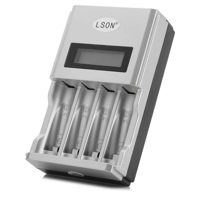 LSON MY-09 LCD Intelligent US Plugs AA / AAA Battery Charger - Black + Silver