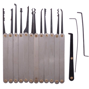 15-In-1 Stainless Steel Hook Lock Pick Set Locksmith Tool -Silver