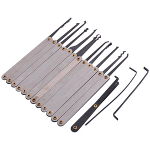 15-In-1 Stainless Steel Hook Lock Pick Set Locksmith Tool -Silver