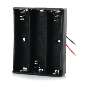 3-Slot 3.7V 18650 Battery Holder Case Box w/ Leads - Black