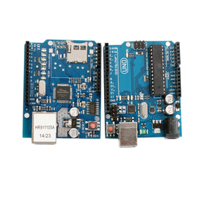 UNO R3 Board Module + Ethernet Shield W5100 Module for Arduino - Blue