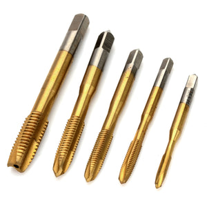 Titanium Coated HSS High-Speed Steel M3~M8 Screw Taps (5PCS)