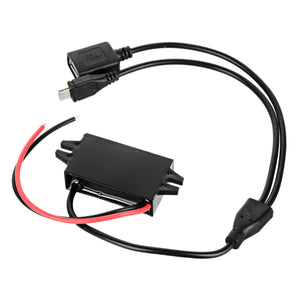 DC 12V 24V to DC 5V 3A Car Power Converter w/ USB + Micro USB - Black