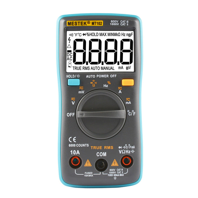 MESTEK MT102 Digital Multimeter AC DC Ammeter Voltmeter - Blue, Grey