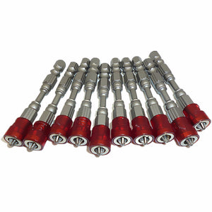 65mm Magnetic Screwdriver Bit Plasterboard Drywall Screwdriver Bits Ph2 Phillips Screw Driver Bit 1/4 - 10PCS red