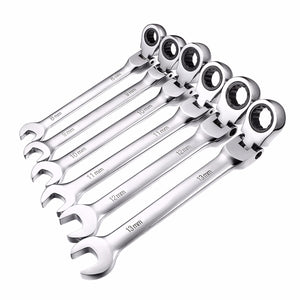 Jelbo 8-13mm Ratchet Gears Wrench Set, 6-Piece Adjustable Flexible Open End Wrenches Repair Tool Bike Torque Spanner 6 PCS