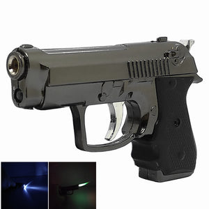 Mini Zinc Alloy Pistol Shape Windproof Lighter with LED for Smoking / Lit - Gray