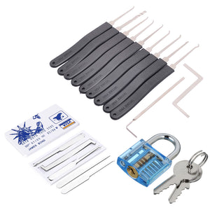 HakkaDeal 19-in-1 Practice Padlock Set, Lock + Lock pick Combination Tool