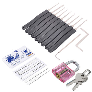 HakkaDeal 19-in-1 Practice Padlock Set, Lock + Lock pick Combination Tool