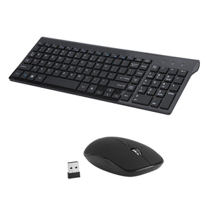 Full-size Whisper-quiet Compact Wireless Keyboard and Mouse Combo - Black