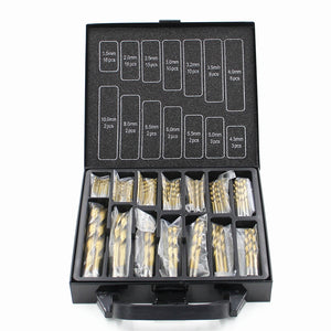 99PCS Titanium Coated HSS Twist Drill Bits Tool Kit Set with Case