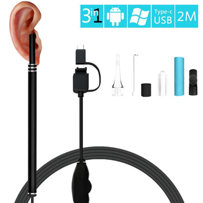 ESAMACT 3 in 1 USB OTG Visual Ear Cleaning Endoscope Spoon, Multi functional Earpick Diagnostic-Tool Android 480P Mini Camera