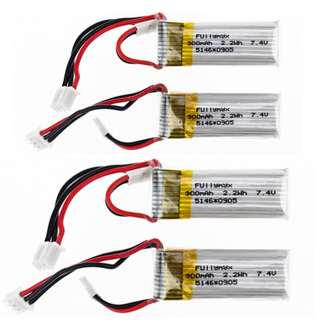 4pcs 7.4V 300mAh Lithium LiPo Batteries for RC WLtoys F959 Airplane