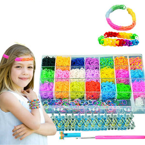 Large Quantity 4400 Pieces Rainbow Elastic Bracelet Loom Knitting Machine Band Ribbon Knitted Craft For Children\'s Gift Multicolor