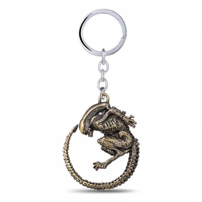 Store Movie Aliens Predator Keychain Alien llaveros Metal Bronze Silver Car Keychains Figure Trinket Men Jewelry Souvenir Gray