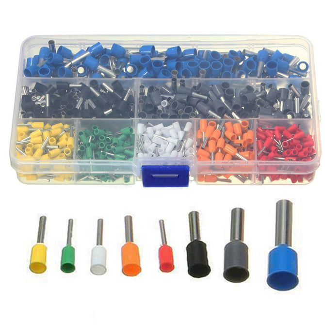 ESAMACT 800pcs/set AWG10-24 Insulated Cord Pin End Terminal Ferrules Kit Set Wire Copper Crimp Connector