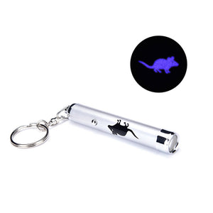 Portable Creative Funny Pet Cat Toys LED Laser Pointer Light Pen With Bright Animation For Cats Training Silver