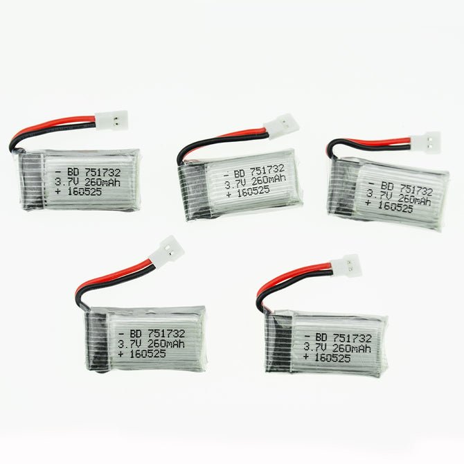 5Pcs 3.7V 260mAh Li-po Battery for Hubsan H107 H107C SYMA X5C JJRC H8 mini