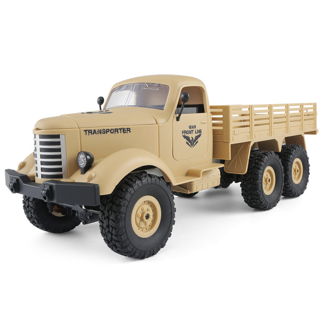 JJRC Q60 Transporter RC Car 2.4G 1:16 6WD Brushed Off-road Military Truck RTR - Army Yelloe