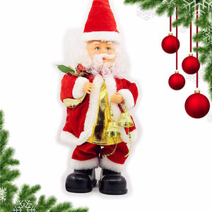 Christmas Santa Claus Bell Toys Dynamic Music Electric Doll Toys Christmas Decorations Gifts Red