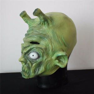 Scary Latex Green Witch Mask Double Angle Alien Full Face Cosplay Halloween Mask Party Props Costume Accessories Green