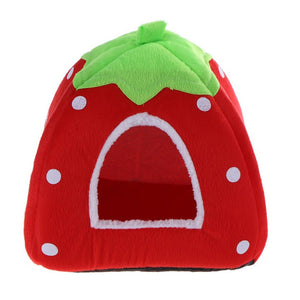 Soft Cat House Foldable Strawberry Dog Bed Animal Cave Nest Puppy Dog Kennel Cute Pet Cat Dog House High Quality Red/L