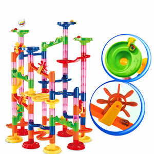 Tunnel Blocks Toy, Kids DIY Assembly Marble Race Run Maze Balls Track Building Blocks For Children, Educational Toy Multicolor