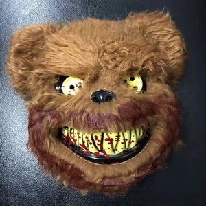 Teddy Bear Plush Plastic Full Face Mask Toy, Scary Killer Adult Evil Psycho Halloween Costume Fancy Dress Party Mask Brown/OneSize