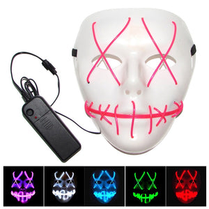 Halloween Masks LED Clothing Neon Terror EL Masks Cold Light Festival Party Glowing Dance Carnival Party Mask Purple