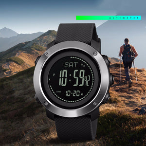 SKMEI Men Smart Watch Outdoor Sports Digital Watch With Compass, Pedometer, Altimeter Stopwatch Dual Time 30M Waterproof Army Green