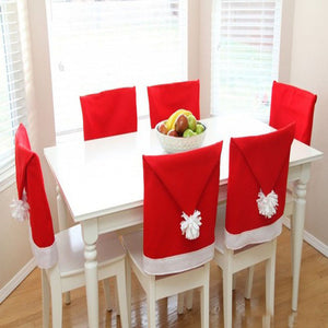 Christmas Ornament Christmas Hat Chair Cover Set - Red (6 PCS)