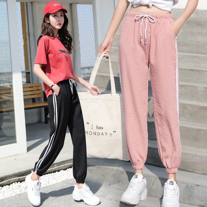 Summer Tide Loose Harajuku Harlan Casual Wild Nine-point Bloomers Sweatpants Black/S