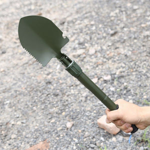 Multifunction 4 In 1 Military Tactical Portable Folding Camping Small Shovel Survival Spade Garden Tool-Army Green