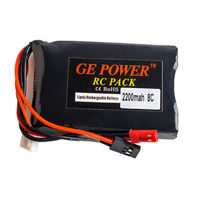 GE Power Lipo Battery, 7.4V 2200mAh 8C JSTplug Li-Po Battery for Futaba T8FG 14SG Transmitter