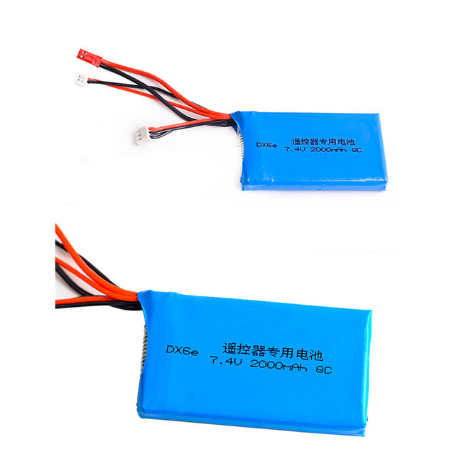 Lipo Battery 2S 7.4V 2000mAh 8C JST Plug High Lipo Battery for Spektrum DX6E DX6 Transmitter - Blue